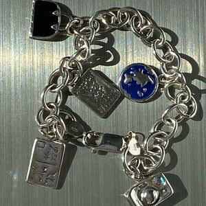 Sterling Silver 925 Travel Charm Bracelet With Charms